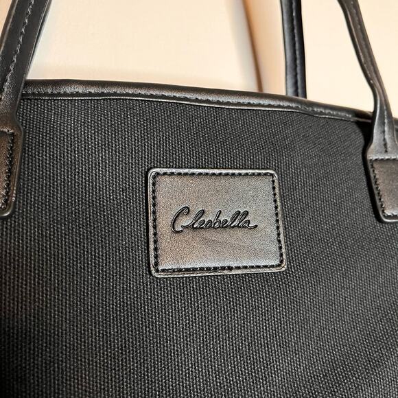 NEW CLEOBELLA Large Canvas Tote in Black with Vegan leather trim fabfitfun box - Picture 6 of 8